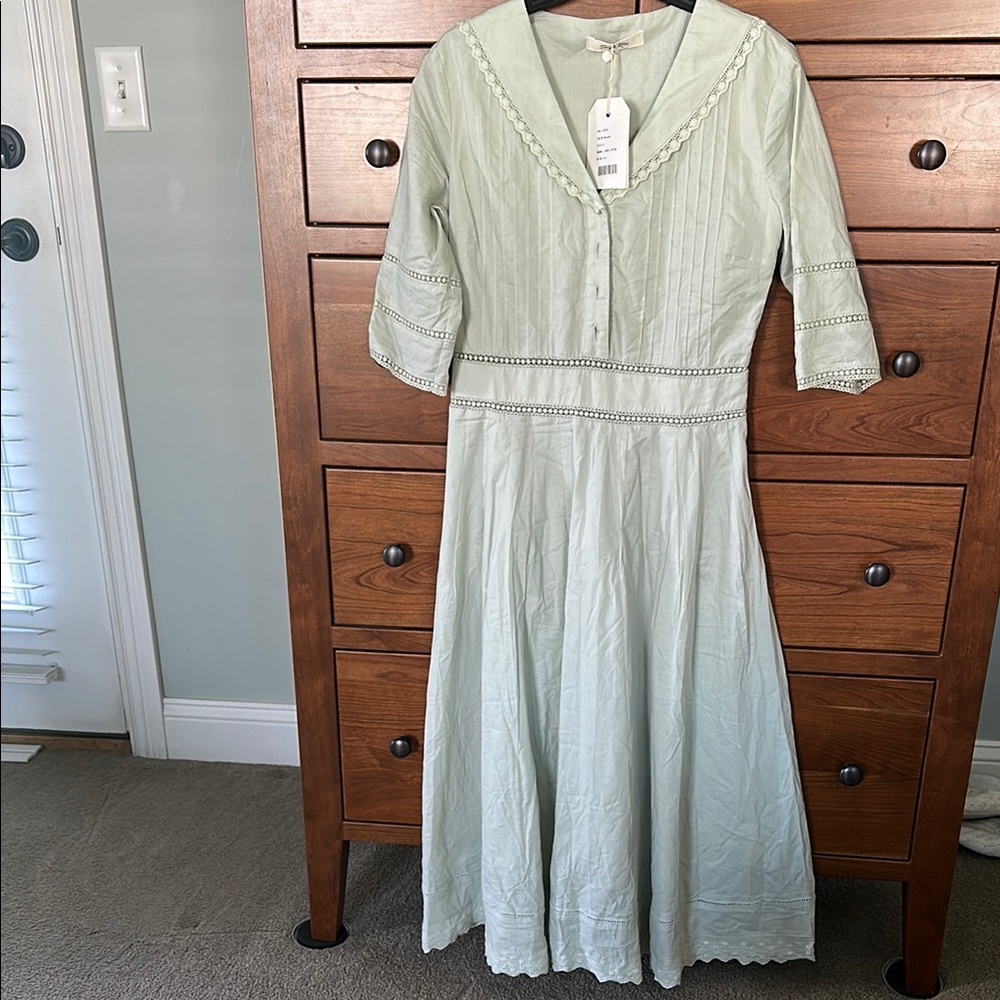 Simple Retro Mint Green Midi Dress